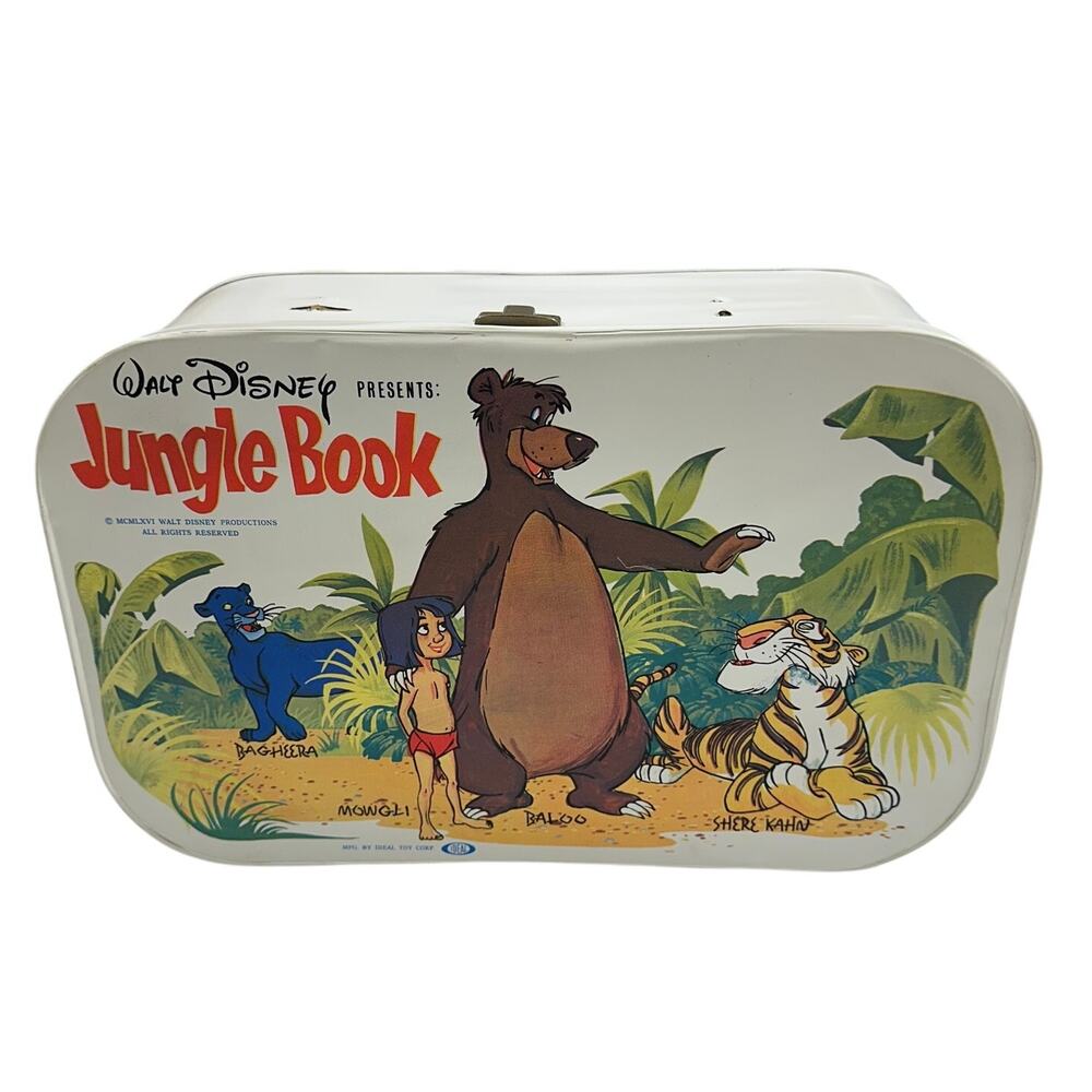 Disney Vintage Jungle Book Suitcase 1966 Good Used Condition Missing Handle